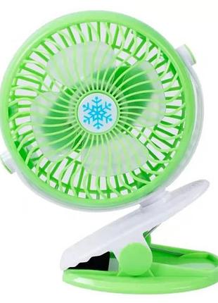 Портативний настільний вентилятор mini fan wx 6503 мініохолоджувач на акумуляторі з прищіпкою 2 швидкості 4 вт салатовий