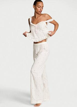 Белая пижама victoria’s secret оригинал cotton dream tank long pajama set летняя пижамка майка