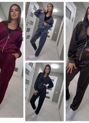 Женский велюровый костюм кофта и штаны 42-44 46-48 50-52, женский велюровый костюм