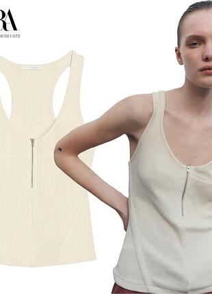 Жіноча майка в рубчик з блискавкою zara розмір с м