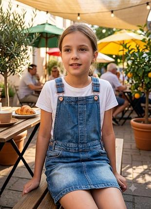 Джинсовий сарафан-комбінезон denim co на дівчинку 11-12 років (зріст 146-152 см)