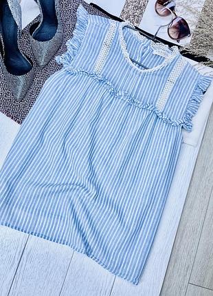 Літня блуза m&s xxl бавовняна блуза смугаста блуза великого розміру з мереживом