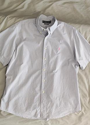 Чоловіча сорочка polo ralph lauren custom fit блакитна xxl