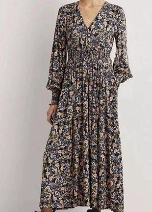 Платье макси с цветочным принтом, платье длинная трикотажная расклешенная boden