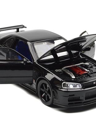 Модель автомобіля nissan skyline gt-r r34 1:32 металева, інерційна машинка зі світловими та звуковими ефектами