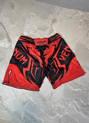 Шорти venum mma fight shorts червоно-чорні | для мма, ufc, греплінгу, тайського боксу