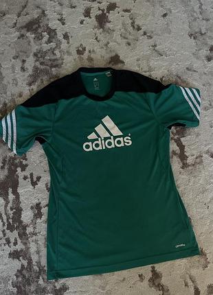 Футболка adidas climalite зелена спортивна | чоловіча | для бігу, футболу, тренувань