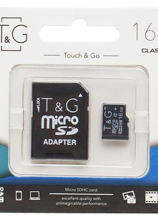Карта памяти t&g (uhs-1) microsdhc class 10 - 16gb (с адаптером)