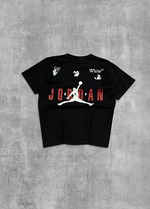 Футболка jordan x off-white оригінал чорна спортивна футболка джордан офф вайт з принтом