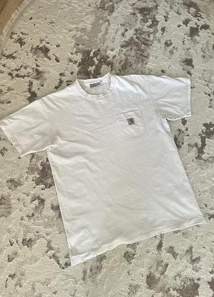 Футболка carhartt pocket tee біла | чоловіча базова | оверсайз l кархарт