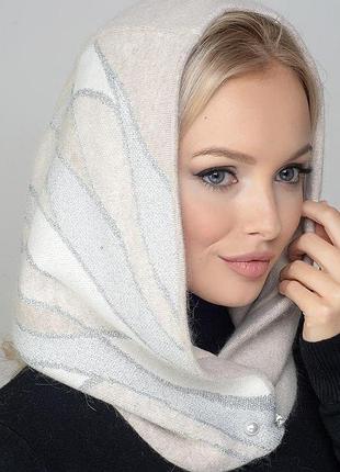 Модний капор холлі на флісі льон-срібло