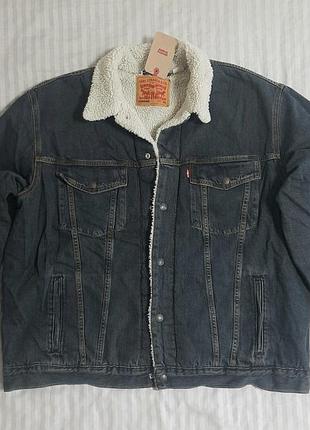 Куртка чоловіча джинсова тепла levi's темно-сіра