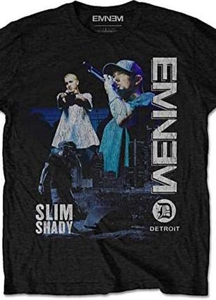 Футболка черная с принтом eminem detroit slim shady мерч мужская