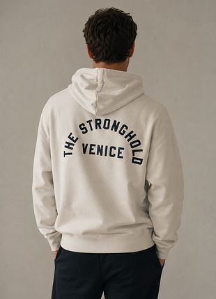 Кофта бежевая худи мужская с капюшоном the stronghold