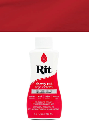 Барвник для натуральних тканин rit all-purpose dye cherry red (вишневий), 236 мл