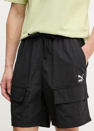 Мужские черные нейлоновые шорты карго свободного кроя puma пума оригинал широкие