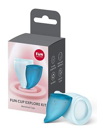 Набор менструальных чаш fun factory fun cup explore kit, 2 шт, multicolored turquoise, объемы 20 и 30 мл менструальная чаша чашка