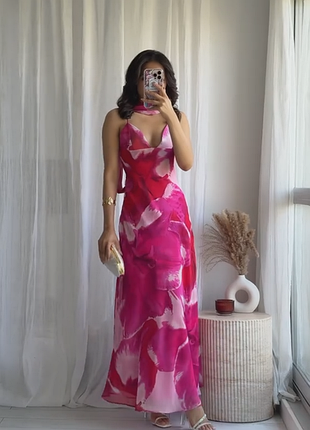 🌸 міді сукня з шарфом zara