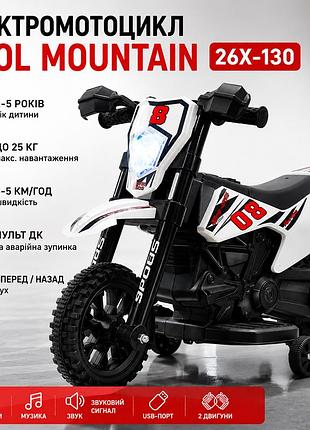 Електромотоцикл для дітей cool mountain 26x-130 / дитячий електромотоцикл з led-підсвічуванням та музикою
