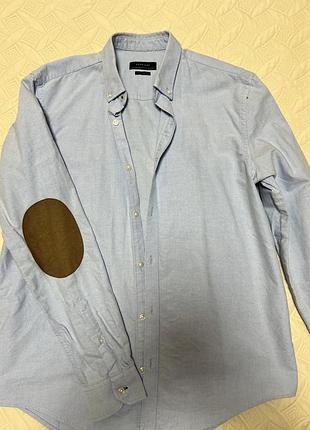 Блакитна котонова сорочка zara