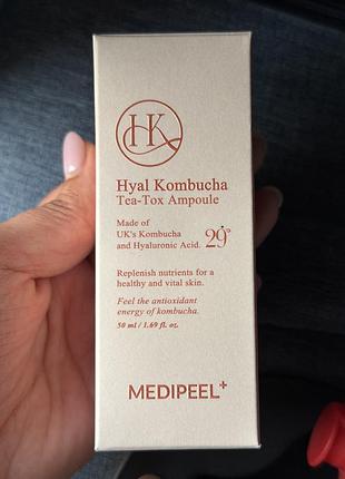 Зволожувальна сироватка з комбучею та гіалуроновою кислотою medipeel hyal kombucha tea-tox ampoule, 50 мл