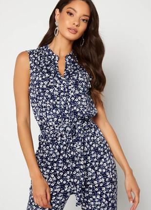 Женский комбинезон в цветочный принт l-xl happy holly синий цвет
