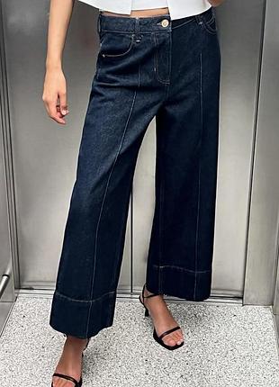 Джинси zara wide leg cropped, середня посадка, розмір 36
