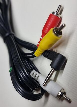 Кабель-переходник г-образный jack 3.5 мм (4-pin) на 3 rca (тюльпаны) - 1.5 м
