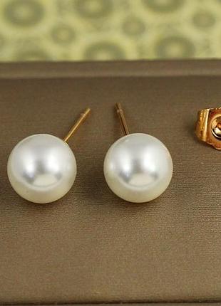 Серьги гвоздики xuping jewelry жемчуга 9 мм золотистые