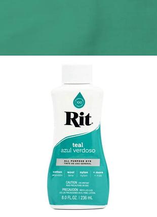 Барвник для натуральних тканин rit all-purpose dye cherry teal (бірюзовий), 236 мл