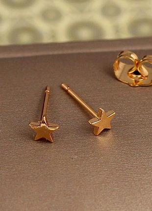 Сережки гвоздики xuping jewelry маленька зірочка 5 мм золотисті