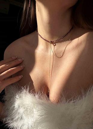 Колье-галстук из граната 5522
