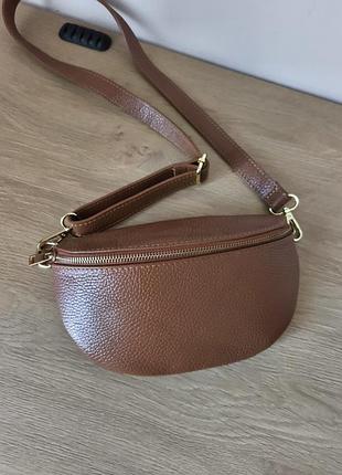 Шкіряна сумка - бананка borse in pelle. made in italy