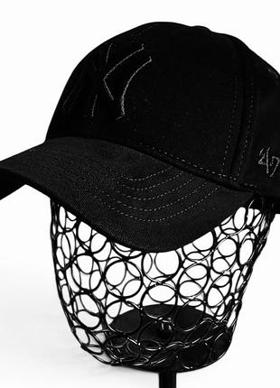 Кепка бейсболка new york yankees 47 brand с черной вышивкой мужская женская размер 55-60 логотип ny нью йорк черный (125726)