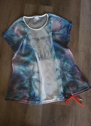 ❗️❗️❗️яркая качественная футболка-сетка taifun sports в стиле tie-dye (оверсайз)