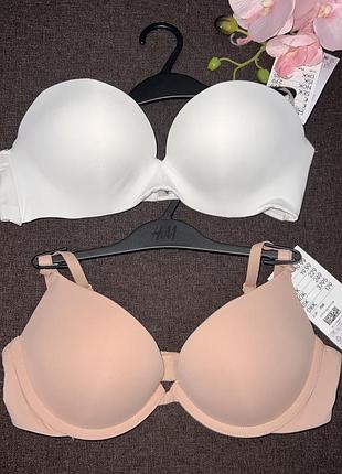 Лиф в белом/ нюдовом оттенке h&amp;m на двойном пуш-апе размер: 75a,75b, 80c белый, 75a, 75в, 75c нюдовый