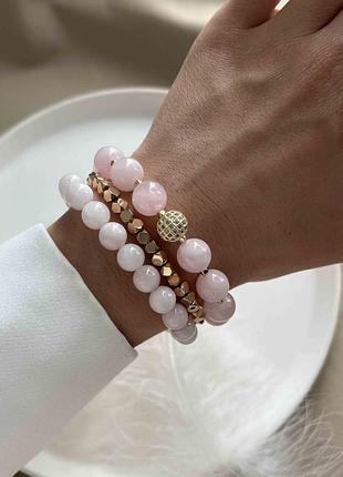 Сет из 3х браслетов розово-золотой 4639