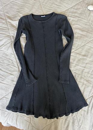 Плаття в рубчик / базова сіра сукня для дівчинки zara 10р/ 140 см