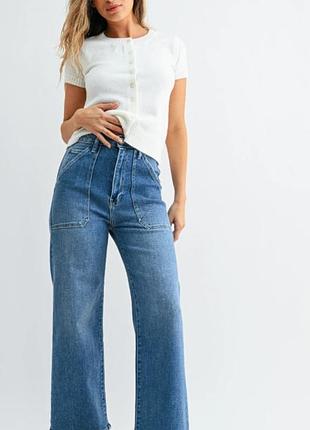 Стильні жіночі високі джинси wide leg