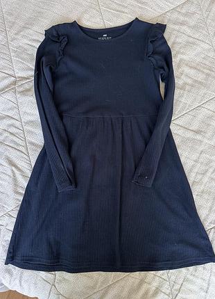 Темно синє базове плаття в рубчик h&m 134-140 см 8-10 р.