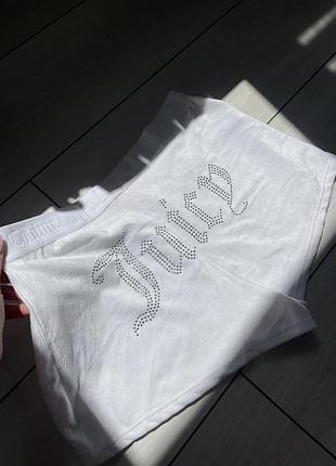 Білі велюрові шорти juicy couture оригінал піжамні домашні зі стразами розмір l