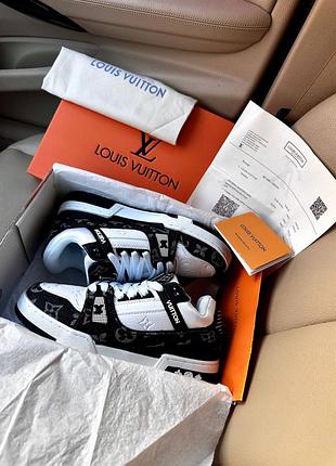 Louis vuitton trainer sneaker white black/луи виттон трейнер сникер чёрные с белым 36 37 38 39 40 41 42 43 44 45