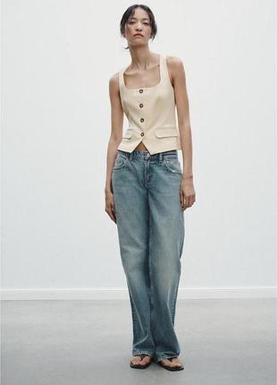 Жіночий бежевий топ-жилет з ґудзиками zara розмір л