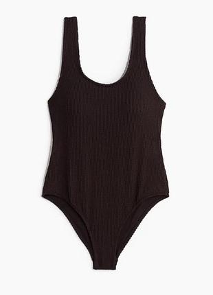 Суцільний купальник в рубчик коричневий h&m, m