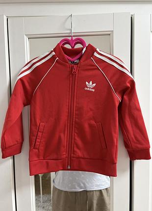 Дитяча червона олімпійка adidas originals sst з фірмовими трьома смужками та вишитим логотипом trefoil