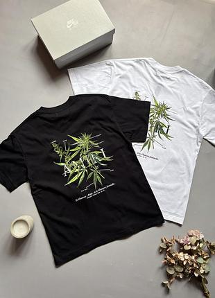 Футболка amiri canabis черная / белая
