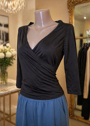 Коричнева блузка river island на запах, жіноча кофта з рукавом 3/4