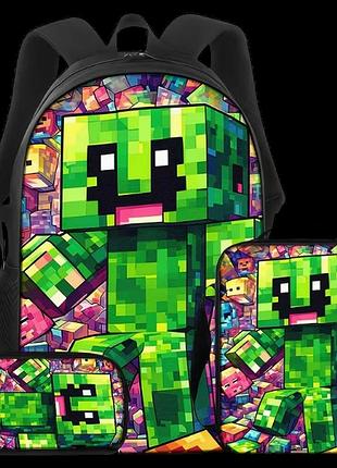 Набір із 3 предметів рюкзак пенал ланчбокс кріпер майнкрафт minecraft 01