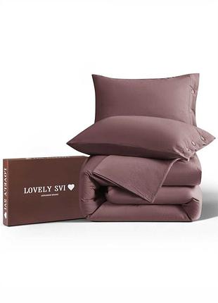 Комплект постельного белья lovely svi вареный хлопок (120 г/м2) полуторный евро однотонный коричневый (350326)