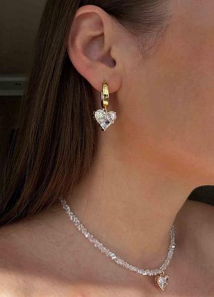 Серьги с белым сердцем 5322
